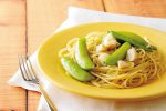 エコクッキングにチャレンジ♪緑のお豆とほたてのパスタ